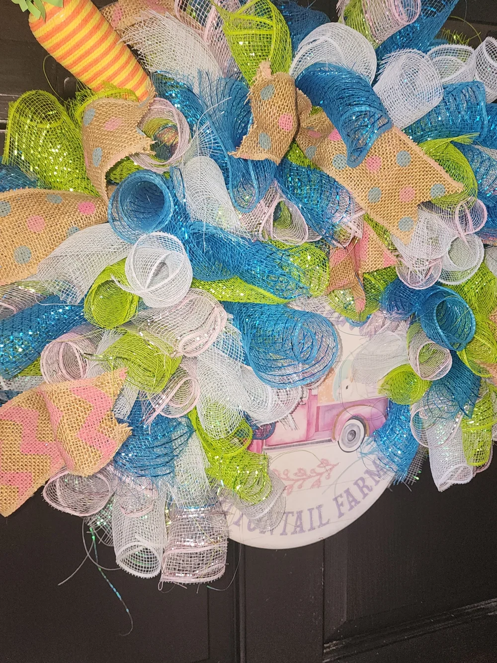 Colorful Spring Mesh Wreath with Pastel Accents